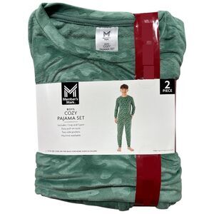 Member's Mark Boys 2-Pieces Cozy Stamped Volour Pajamas - Green